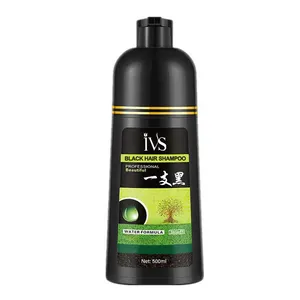 Shampoo de coloração de cabelo com ervas originais 500ml, tintura eficaz em 5 minutos, transforma o cabelo branco/cinza em shampoo preto