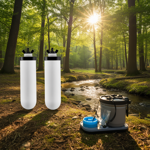 Lot de 2 filtres de purification d'eau d'extérieur, cartouche en céramique au charbon actif pour système de filtration par gravité - Product Image 2