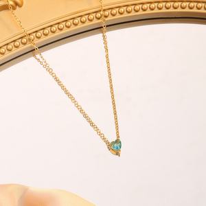 Collar de Acero Inoxidable Personalizado con Piedra de Nacimiento en Forma de Corazón, Chapado en Oro PVD, Antideslustre, con Cadenas de Cuentas Modernas, de Fabricante Chino - Product Image 5