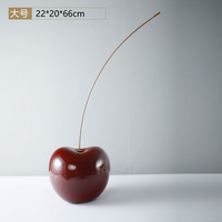 Grande statue de cerise en résine, sculpture de fruit moderne, peinte à la main, orange brillant, taille personnalisable, luxe, salon, hall d'hôtel