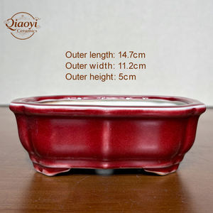 Macetas de Jardín de Cerámica Ecológicas, Ligeras, de Color Rojo, con Acabado Esmaltado, Orificio de Drenaje, para Plantas de Interior, Bonsáis, Estilo Yi <span class=keywords><strong>Xing</strong></span> - Product Image 2