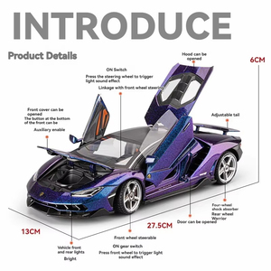 Modellino Auto Sportiva Lamborghini LP770 in Scala <span class=keywords><strong>1</strong></span>:<span class=keywords><strong>18</strong></span>, Realistico con Suoni e Luci, Ruote Mobili, Tecnica di Fusione in Metallo - Product Image 3