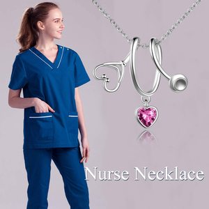 Kalung Dokter Perawat Perhiasan Custom Hadiah Pribadi Perak Sterling 925 Kalung Stetoskop Hati Zirkon - Product Image 6