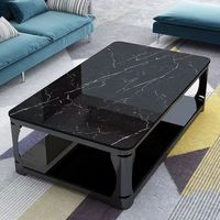 Table à thé rectangulaire en verre trempé et marbre pour la maison