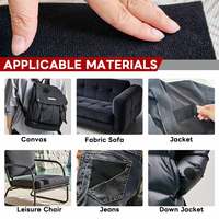 Ruban de réparation en tissu robuste LS pour auvent, tente, toile, voile, couverture de voiture et de bateau, patch imperméable pour déchirure ou trou, noir