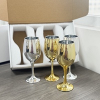 Verres à vin électro-plaqués or et argent, finition miroir métallique, gobelets pour mariage, fête, bar, verres à vin rouge et blanc