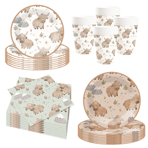 Fournitures de fête sur le thème des animaux DAMAI, décorations de fête jetables, ensemble de vaisselle de fête d'anniversaire, ferme, assiettes en papier de 7 pouces - Product Image 3
