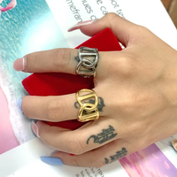 Bagues tendance punk en acier inoxydable pour femmes, bijoux géométriques en forme de lune, accessoires de décoration pour fêtes et cadeaux de Noël