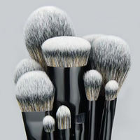 Juego de Brochas de Maquillaje Profesional de Alta Calidad, Logotipo Personalizado, Brochas Veganas de Lujo, Brocha para Corrector Facial, Personalizadas, Negras, al por Mayor