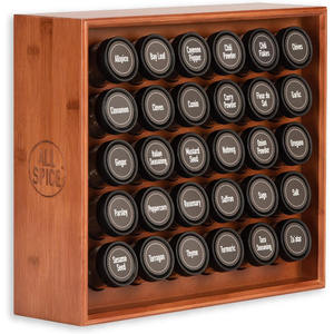 Étagère à épices personnalisable en bois naturel avec 30 bocaux Organisateur de <span class=keywords><strong>cuisine</strong></span> Étagère à épices Support pour le stockage et le récipient des aliments - Product Image 1