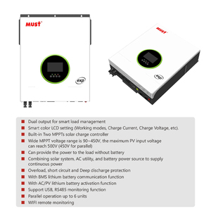 Cho phải năng lượng lai biến tần đầu ra kép 6.2kW Single phase 2 MPPT đơn vị song song lai năng lượng mặt trời biến tần 6KW - Product Image 3