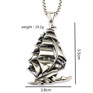 Collar Unisex con Colgante de Velero de Acero Inoxidable, Amuleto Temático, Regalo, Joyería, Accesorio de Moda - Product Image 5