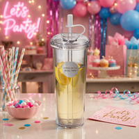 Gobelet en plastique brillant et mignon de 700 ml avec paille, personnalisable, réutilisable, à double paroi, pour adultes, écologique et sûr, pour filles