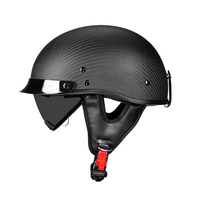Casque de moto rétro certifié DOT en fibre de carbone, coque légère avec visière solaire rabattable pour les motards adultes