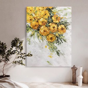 Hand Painted Oil Painting Abstract Flower Art <b>Large</b> Wall Decor For Living Room Sofa Background 3D Visual Effect Wabi Sabi Style - Product Image 2