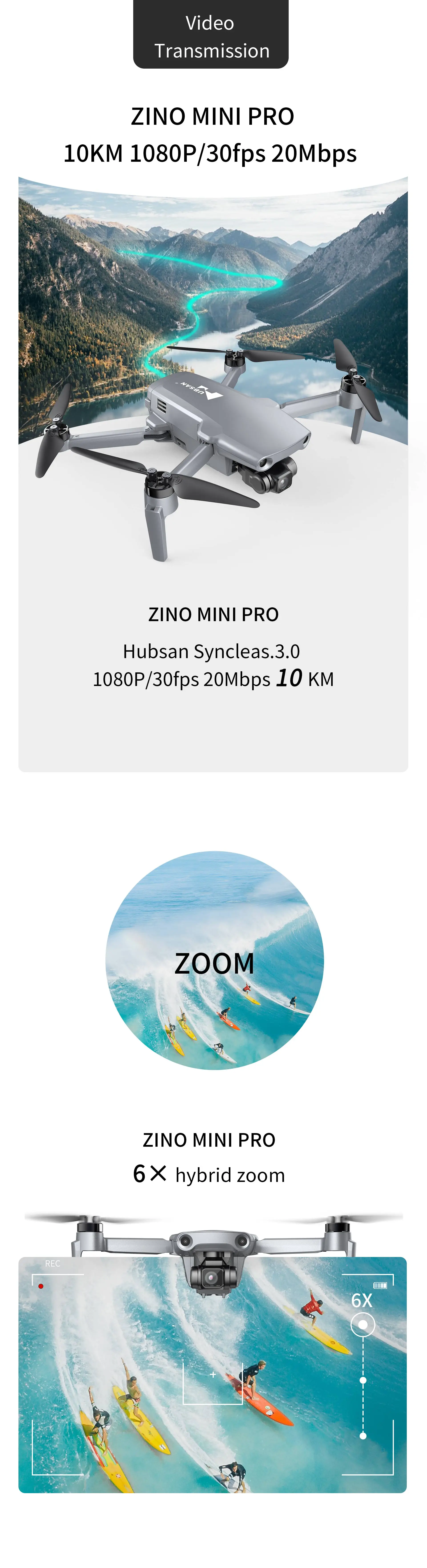 HOSHI NEW HUBSAN ZINO MINI PRO 64GB Combo Version 10KM GPS Drone 40mins flight time 249g AI Tracking VS FIMI MINI MAVIC MINI