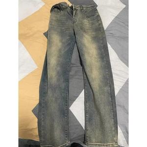 Pantalones Vaqueros Ajustados Azules Retro para Hombre, Otoño e Invierno, Estilo Americano, Lavados, Holgados, Ligeramente Acampanados, de Pierna Recta - Product Image 5