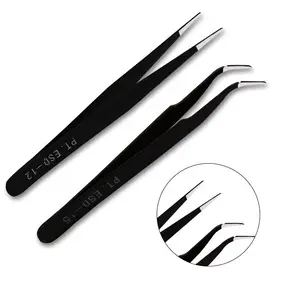 Hot Selling Stainless Steel Anti-static Straight Curved Tweezers Nail Art Rhinestones Stud Bead Tool Nippers Clip Tweezer