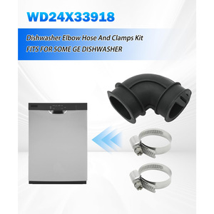 Manguera WD24X33918 con abrazadera para lavavajillas GE, accesorio de goma con codo de 90 grados para uso doméstico - Product Image 2