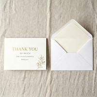 Carte de remerciement personnalisée avec logo et enveloppe, carte de vœux en papier de luxe, impression de cartes-cadeaux pour emballages professionnels et événements