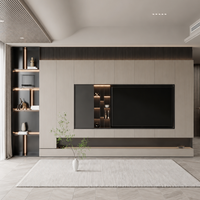 Meuble TV mural minimaliste sur mesure avec rangement dissimulé, console multimédia flottante moderne pour salon