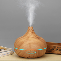 Humidificateur ultrasonique à grain de bois à LED à changement de couleur 7 couleurs, télécommande, 500 ml, humidistat, bruit <36 dB, diffuseur d'arômes de table
