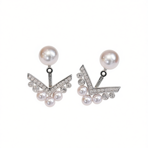 Orecchini a Perno Geometrici Sinelio con Perle Imitate in Lega, Gioielli da Festa per Donne, Design alla Moda - Product Image 1