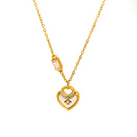 MICCI Collier Délicat Trèfle en Acier Inoxydable Plaqué Or 18K, Bijoux Anti-ternissement