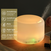 Diffuseur d'huiles essentielles 500ML Aromathérapie Humidificateur ultrasonique 7 LED changeantes de couleur Alimentation USB Installation de table en plastique