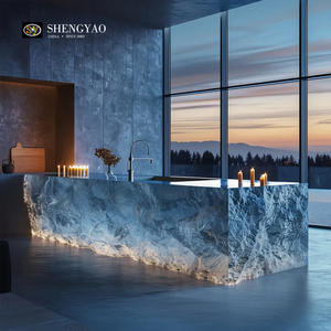 Barra de <span class=keywords><strong>Bar</strong></span> de Resina Azul Personalizada, Cristal de Cuarzo, Translúcida, Retroiluminada, con Diseño de Cascada, para Decoración del Hogar, Hotel, Villa - Product Image 3