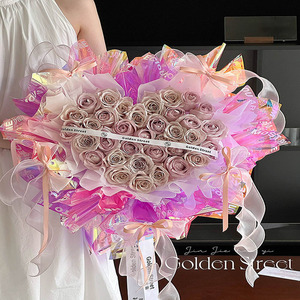 Tùy Chỉnh Kích Thước Huỳnh Quang Hàn Quốc-Phong Cách Thế Giới Tăng Nghệ Thuật Hoa Giấy Gói Bó Hoa Không Thấm Nước Cửa Hàng Bao Bì Với Sáp Lớp Phủ Pe - Product Image 4