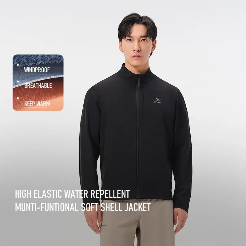 Pelliot ngoài trời leo núi vỏ mềm Áo Khoác Nam SS Windproof DWR thể thao đàn hồi cao chịu mài mòn đi bộ đường dài softshell