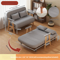 Canapé-lit pliable moderne avec structure en bois massif, gain de place pour chambre et appartements, lit extensible simple/double
