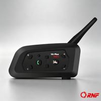 Casque de moto complet avec interphone V6 Plus, étanche, réduction du bruit, communication full-duplex pour 2 motards sur 800 m