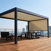 Pergola personnalisée Amas, imperméable, 6x4, en aluminium, avec toit à lamelles automatiques, pergola bioclimatique en aluminium, toit à lamelles