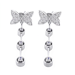 Pendientes de mariposa chapados en plata con circonita, joyería de moda para fiesta para mujer - Product Image 3