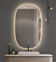 Miroir de douche de forme ovale rétro-éclairé moderne en continu à gradation éclairée par LED personnalisée tactile