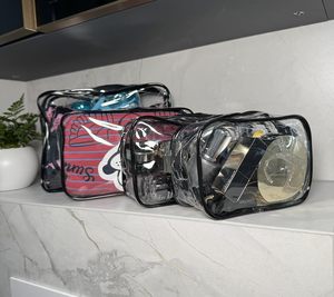 Custom Clear Fashion Cosmetic Bag Transparent PVC Storage Travel <b>Makeup</b> Beauty <b>Case</b> Zipper Closure Long Handle Large Capacity - Product Image 5