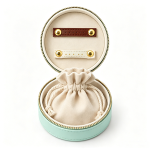 Eco-friendly Wholesale Portable PU Luxury Handmade Travel Jewelry <b>Box</b> Zipper Closure Dual Layer Design <b>Small</b> Fine Organizing - Product Image 1