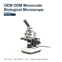 Microscope monoculaire personnalisé avec logo ODM XSP-104L 1600X, objectif à huile pour programmes de marque privée