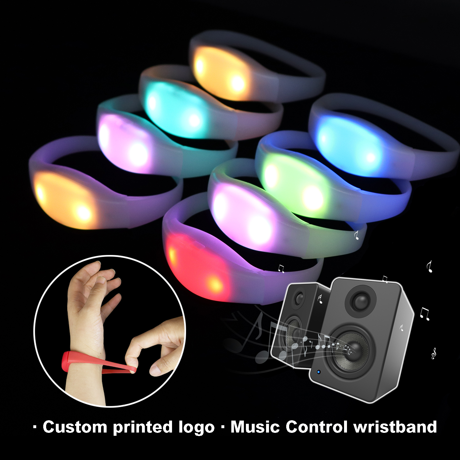Bracelets Light up Sync with Music Color Change Led Wristbands Concert Sound Control Led Wristband