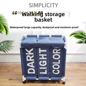 Cesta de Almacenamiento Móvil de Tres Compartimentos de Tela Oxford 600D Personalizable al por Mayor con Ruedas Universales - Cesta para <span class=keywords><strong>Ropa</strong></span> <span class=keywords><strong>Sucia</strong></span> - Product Image 4