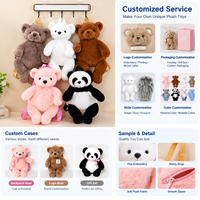 Sac à dos en peluche OEM pour enfants, motif ours en peluche ou panda, en tissu doux, avec sangle réglable, idéal pour l'école et les voyages