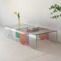 Ins Style arc-en-ciel créatif acrylique Table basse petite Table salon Transparent personnalisé canapé Table d'appoint pour salon