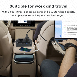 Onduleur auto monté voiture 200W onduleur DC à AC 200W puissance de crête AC EU Socket 4 USB accessoires allume-cigare 12V à 220V - Product Image 6