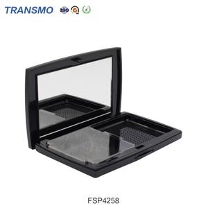 Boîte à poudre vide en plastique, conteneur de fard à joues noir, conteneur de poudre vide avec miroir, palette de contour, vente en gros de contenants vides - Product Image 3