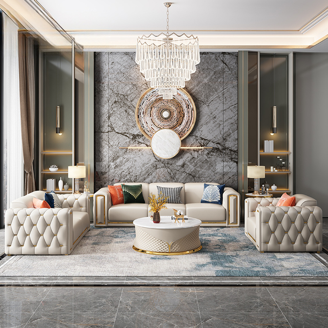 Hot Sale 1+2+3 Sofa Set Furniture Designs Modern Leather Sectionals Living Room Couches Sofa