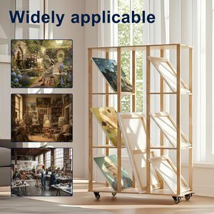Étagère de rangement en bois <span class=keywords><strong>extra</strong></span>-large réglable avec roulettes pour panneaux de toile, impressions et galeries - Product Image 5