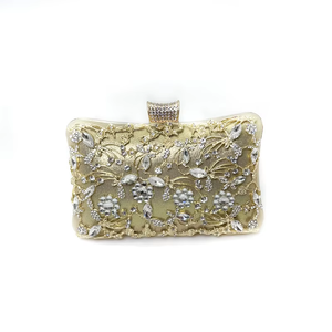 Bolso de Mano de Lujo Retro Dorado de Poliéster para Noche, Pequeño y Moderno con Cierre de Cremallera, Accesorio Popular para Bodas y Damas de Honor - Product Image 4
