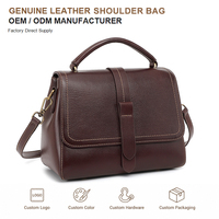 Sac à main en cuir pleine fleur pour femme, bordeaux, avec poignée supérieure et surpiqûres contrastées, sac bandoulière pour le quotidien et les affaires